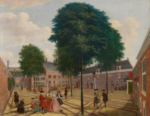 The large courtyard of the Leper House by Louis Chalon Oil Painting