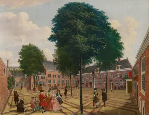 The large courtyard of the Leper House by Louis Chalon Oil Painting