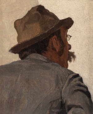 Man from the Back with Glasses by Louis Charles Moeller Oil Painting