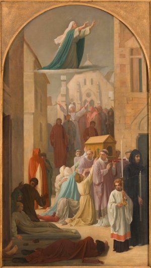 Le miracle des Ardents - Procession de la chasse de sainte Genevieve by Louis Charles Timbal Oil Painting