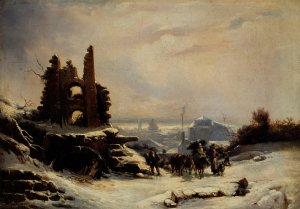 Le retour du marche by Louis Claude Mallebranche Oil Painting