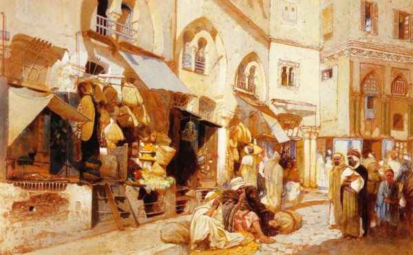Main Product Photo of Algerian Shops Painting by Louis Comfort Tiffany