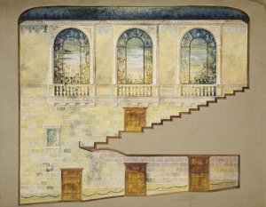 Design for Hershey Theatre, Hershey, Pennsylvania, Interior Wall by Louis Comfort Tiffany Oil Painting