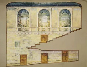 Design for Hershey Theatre, Hershey, Pennsylvania, Interior Wall Oil painting by Louis Comfort Tiffany