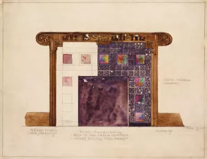Design for Mosaic Mantel Facing in Residence of Mrs. Louis G. Kaufman, Short Hills, New Jersey by Louis Comfort Tiffany - Oil Painting Reproduction