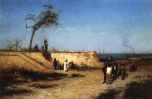 Fruit Vendors Under the Sea Wall at Nassau by Louis Comfort Tiffany Oil Painting