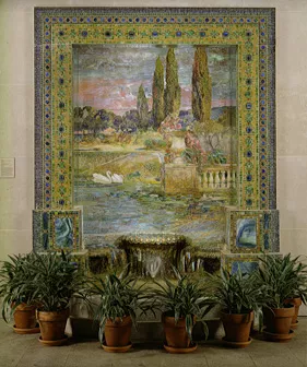Garden Landscape and Fountain by Louis Comfort Tiffany Oil Painting