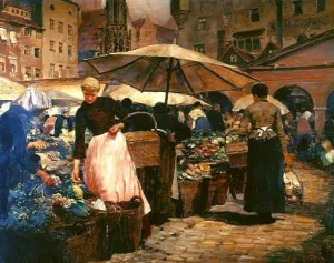 Market Day at Nuremberg by Louis Comfort Tiffany Oil Painting