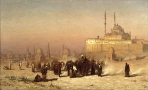 On the Way between Old and New Cairo, Citadel Mosque of Mohammed Ali, and Tombs of the Mamelukes by Louis Comfort Tiffany Oil Painting