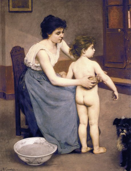 After the Bath by Louis Courtat - Hand-Painted Oil Painting Reproduction
