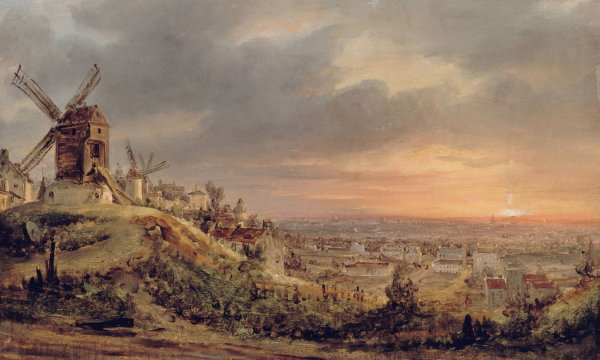 Paris, vu de la Butte Montmartre  by Louis Daguerre - Hand-Painted Oil Painting Reproduction