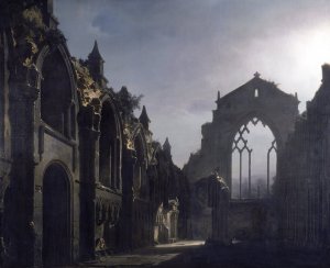 The Ruins of Holyrood Chapel by Louis Daguerre Oil Painting