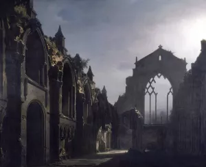 The Ruins of Holyrood Chapel by Louis Daguerre Oil Painting