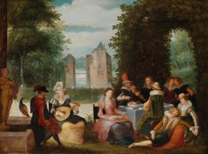Musizierende Gesellschaft by Louis De Caullery Oil Painting