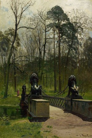 Lowenbrucke im Tiergarten by Louis Douzette Oil Painting