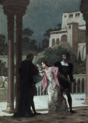 Hernani; - dernier acte by Louis Edouard Fournier Oil Painting