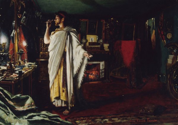 Mounet-Sully se maquillant dans sa loge avant une representation d'Odipe roi  by Louis Edouard Fournier - Hand-Painted Oil Painting Reproduction