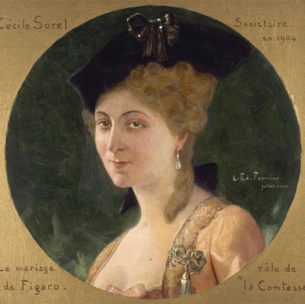 Portrait de Cecile Sorel  by Louis Edouard Fournier - Hand-Painted Oil Painting Reproduction
