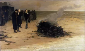 The Funeral of Shelley by Louis Edouard Fournier Oil Painting