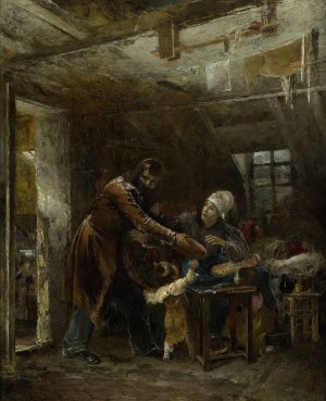 Claude Gueux rapportant a sa famille le pain vole by Louis-Edouard Rioult Oil Painting