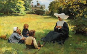 La Lecon De Catechisme by Louis Emile Adan Oil Painting
