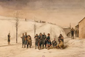 Soldats et cantiniere aux fortifications Oil painting by Louis-Emile Benassit