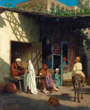 Bustling Street In A Souk by Louis-Emile Pinel De Grandchamp Oil Painting