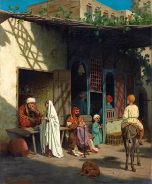 Bustling Street In A Souk by Louis-Emile Pinel De Grandchamp Oil Painting