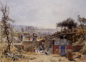 The Excavations at Pompeii by Louis Francais Oil Painting