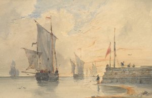 Fishing Luggers by Louis Francois Thomas Francia Oil Painting