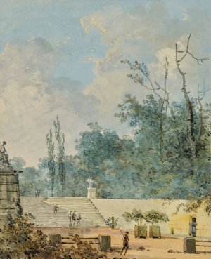 Deux vues du parc de Saint-Cloud by Louis Gabriel Moreau Oil Painting