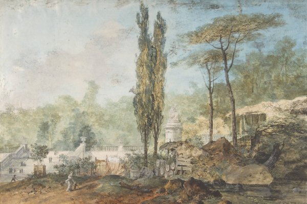 Main Product Photo of View of a Park Painting by Louis Gabriel Moreau