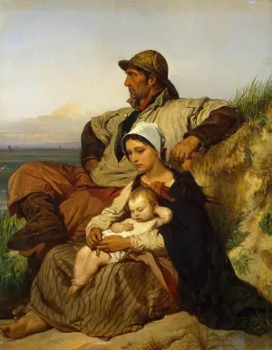 Fisherman's Family by Louis Gallait Oil Painting