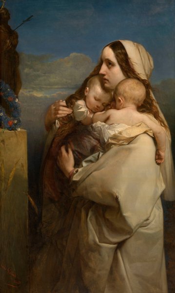 Main Product Photo of The Unfortunate Mother  Painting by Louis Gallait