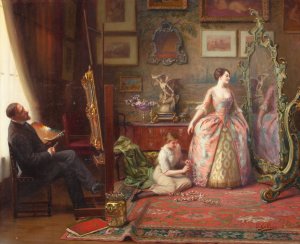 The Artist's Studio by Louis Galliac Oil Painting