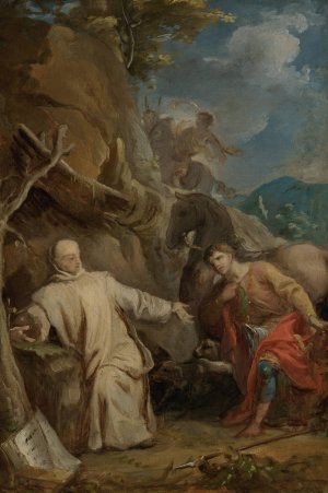 Saint Martin Kneeling in Front of an Eremitic Monk by Louis Galloche Oil Painting
