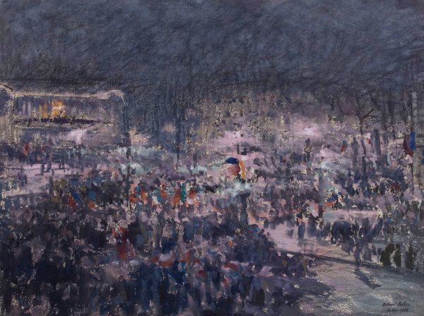 La Marseillaise chantee a la loggia de l'Opera par Me Chenal le 12 novembre 1918  by Louis-Gilbert Bellan - Hand-Painted Oil Painting Reproduction