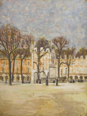 La place des Vosges, element d'un triptyque by Louis-Gilbert Bellan Oil Painting