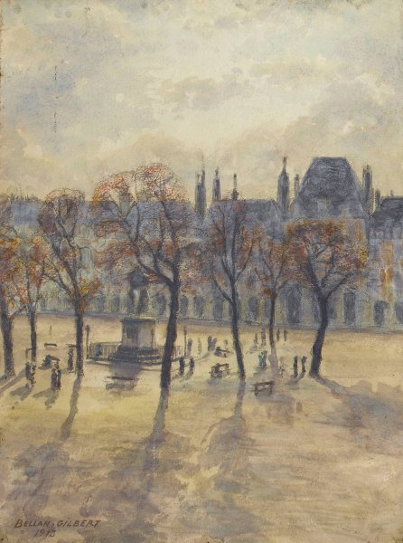 La place des Vosges, element d'un triptyque  by Louis-Gilbert Bellan - Hand-Painted Oil Painting Reproduction