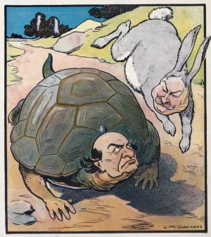The republican hare and the democratic tortoise by Louis Glackens Oil Painting