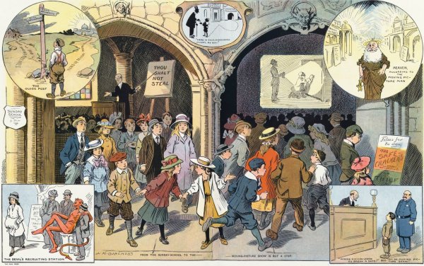 Young America and the moving-picture show  by Louis Glackens - Hand-Painted Oil Painting Reproduction