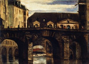 Le Petit Pont et le pont Saint-Charles Oil painting by Louis-Godefroy Jadin