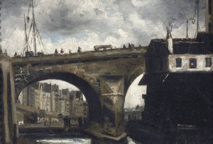 Le pont et la pompe Notre-Dame by Louis-Godefroy Jadin Oil Painting