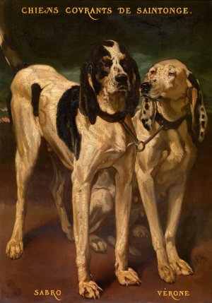 Two Dogs by Louis-Godefroy Jadin Oil Painting