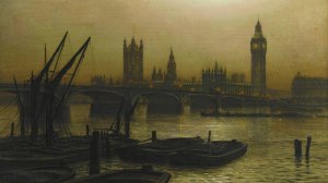 Westminster Bridge With The Houses Of Parliament by Louis Grimshaw Oil Painting