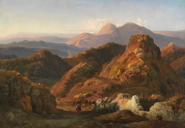 Abendstimmung in den Albaner Bergen  by Louis Gurlitt - Hand-Painted Oil Painting Reproduction