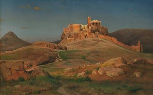 Die Akropolis im Abendlicht by Louis Gurlitt Oil Painting