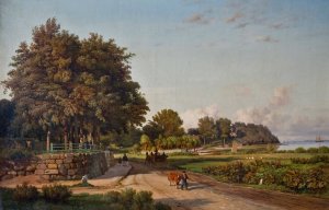 Teufelsbruck - Klein Flottbek by Louis Gurlitt Oil Painting