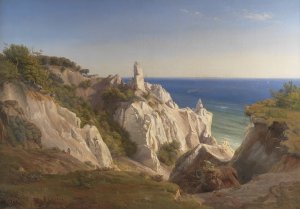 The Cliffs of the Island of Mon by Louis Gurlitt Oil Painting