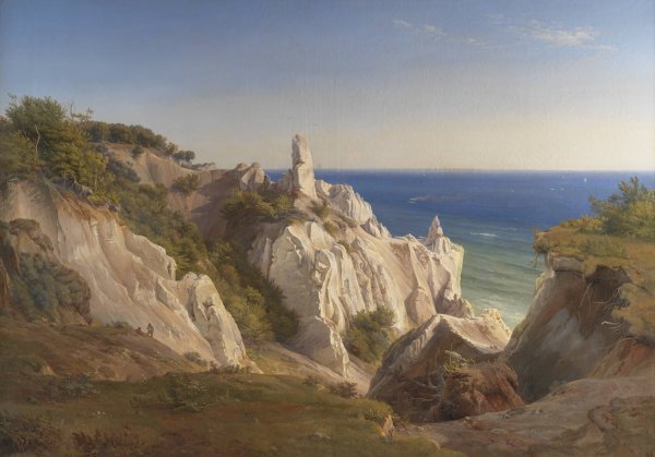 The Cliffs of the Island of Mon  by Louis Gurlitt - Hand-Painted Oil Painting Reproduction